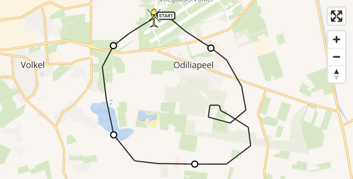 Routekaart van de vlucht: Lifeliner 3 naar Vliegbasis Volkel