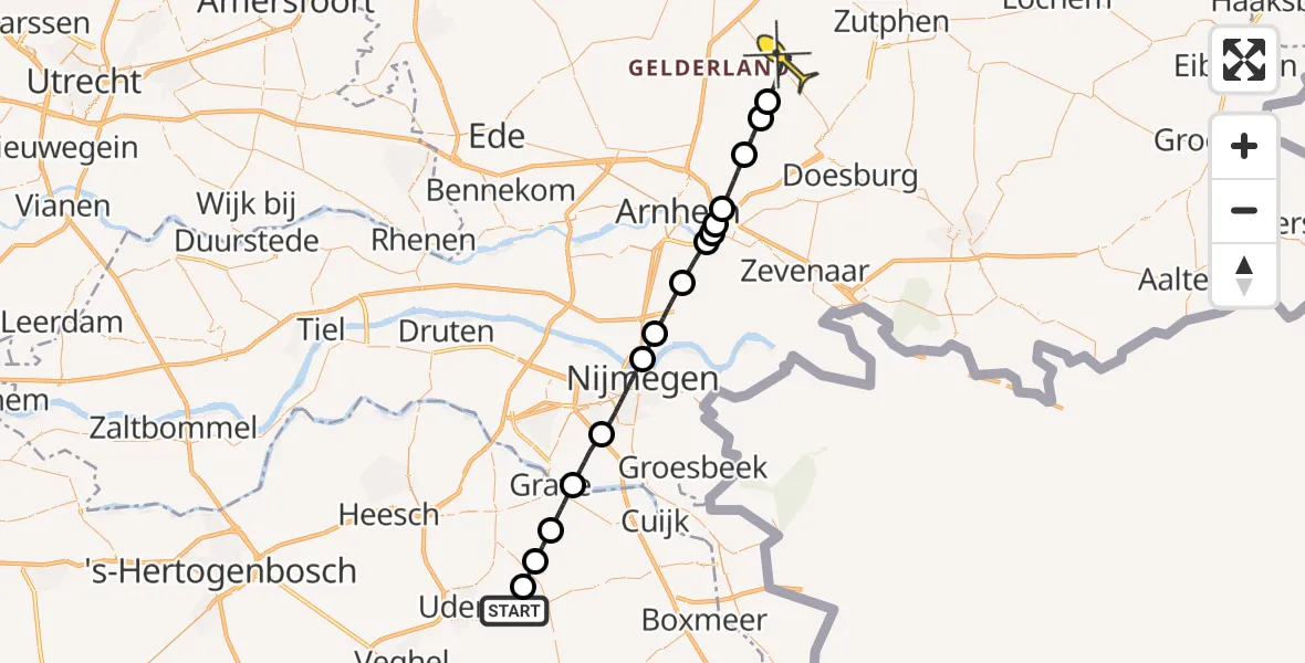 Routekaart van de vlucht: Lifeliner 3 naar Eerbeek, Houtvennen