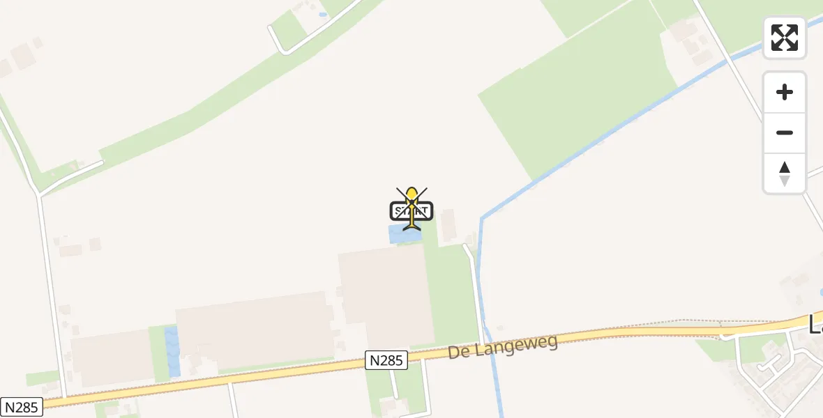 Routekaart van de vlucht: Lifeliner 2 naar Langeweg, De Langeweg