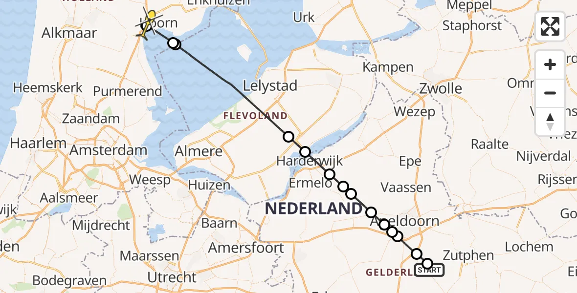 Routekaart van de vlucht: Lifeliner 3 naar Berkhout, Lombokweg