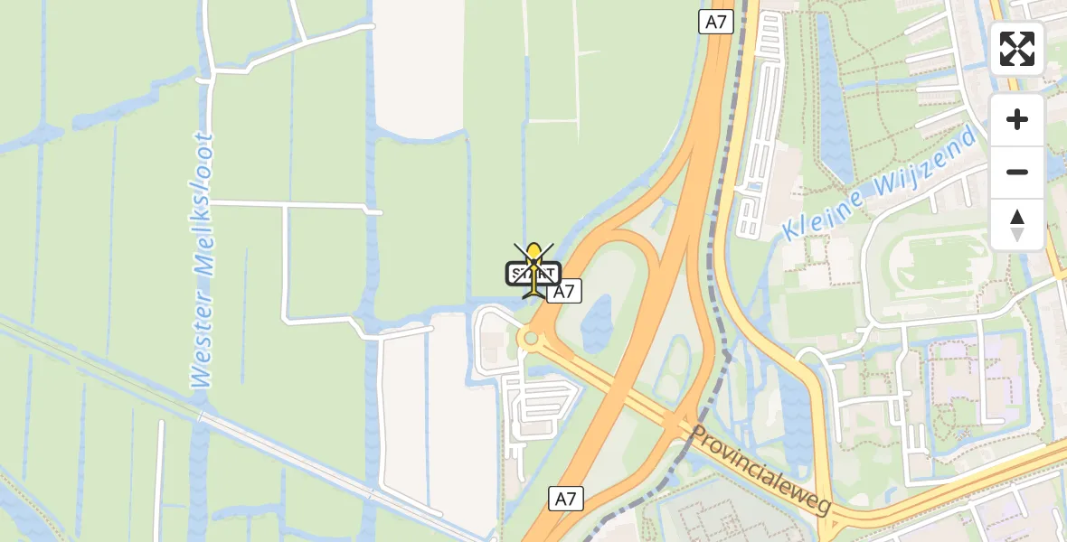 Routekaart van de vlucht: Lifeliner 3 naar Berkhout, Kleine Wijzend