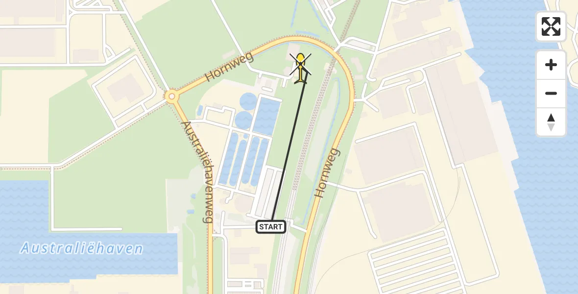 Routekaart van de vlucht: Lifeliner 3 naar Amsterdam Heliport, Hornweg