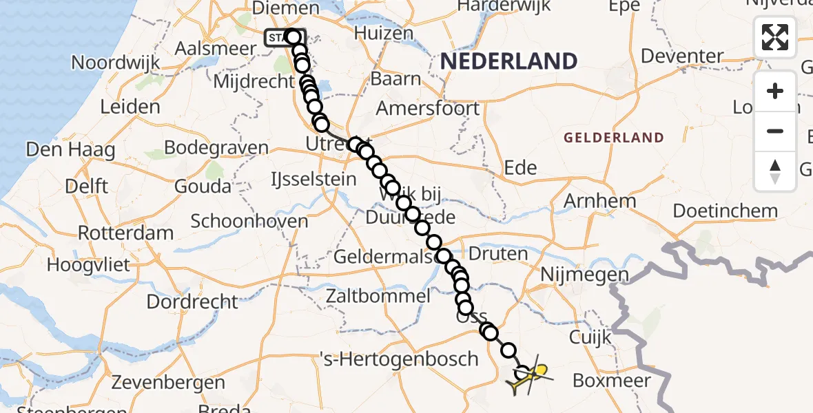 Routekaart van de vlucht: Lifeliner 3 naar Vliegbasis Volkel, Spakenburgstraat