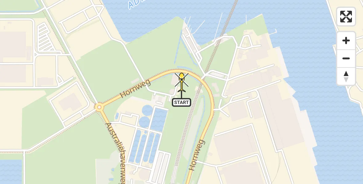 Routekaart van de vlucht: Lifeliner 1 naar Amsterdam Heliport, Hornweg