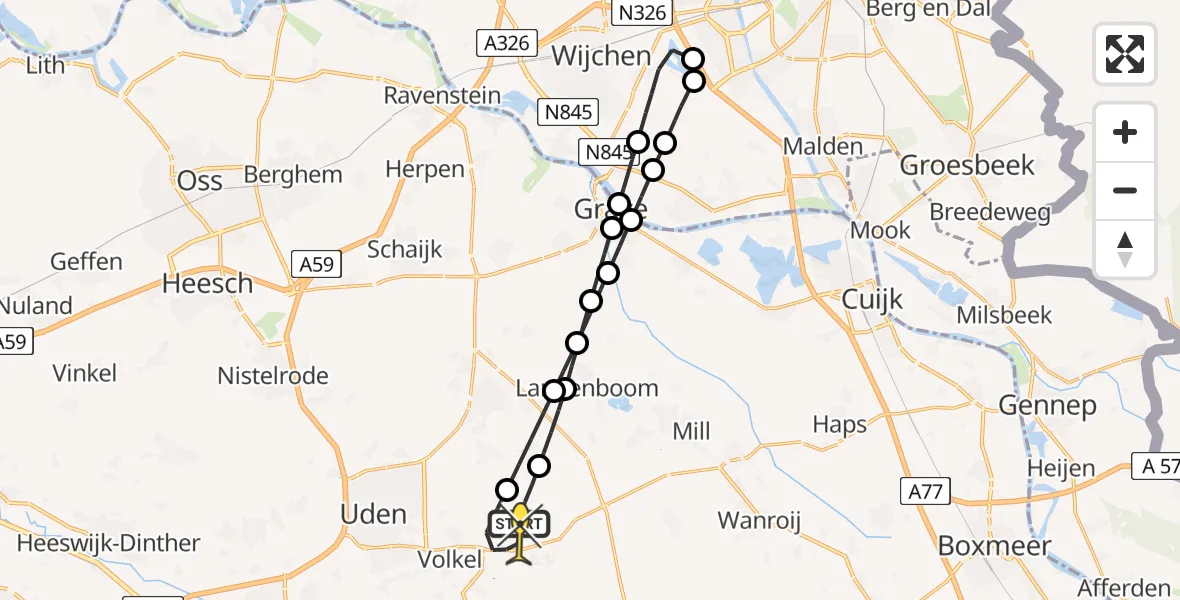 Routekaart van de vlucht: Lifeliner 3 naar Vliegbasis Volkel, Houtvennen