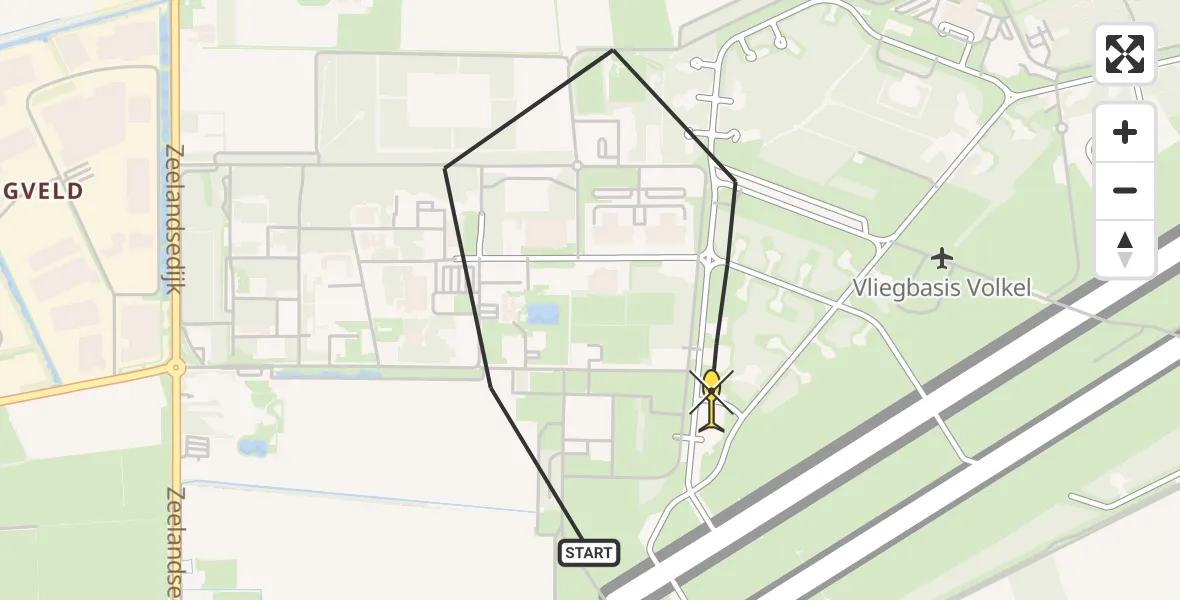 Routekaart van de vlucht: Lifeliner 3 naar Vliegbasis Volkel, Zeelandsedijk