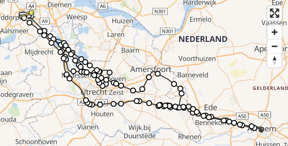 Routekaart van de vlucht: Politieheli naar Schiphol, Schipholdijk