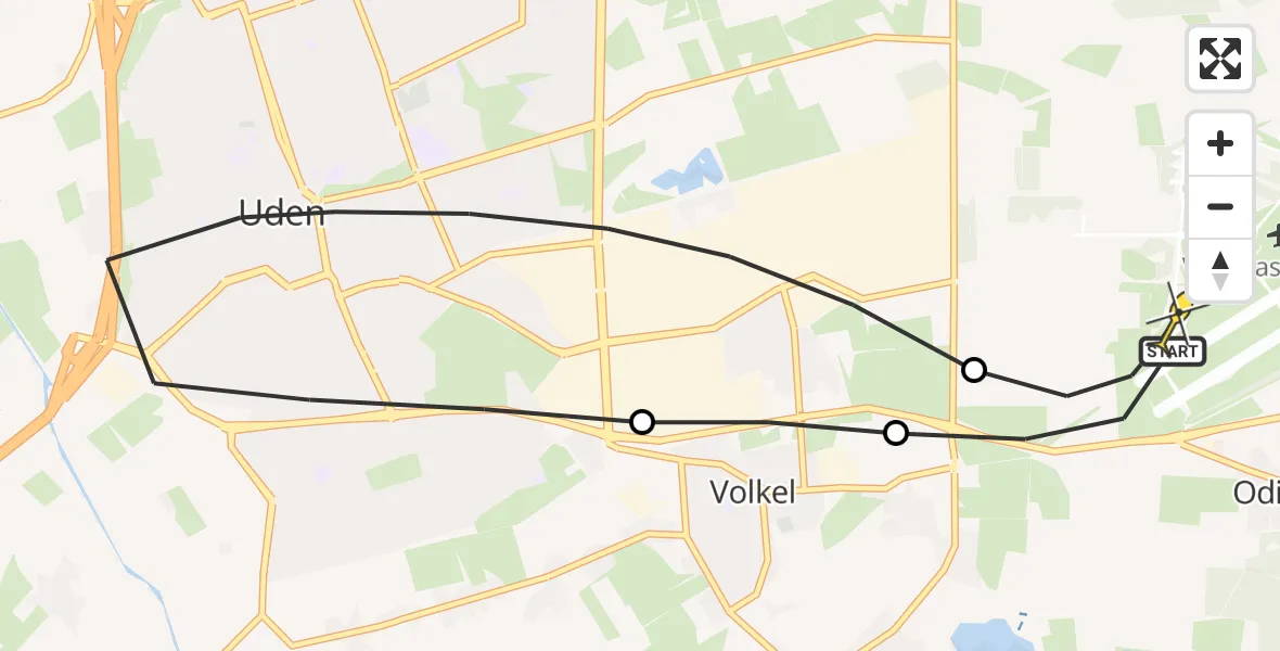 Routekaart van de vlucht: Lifeliner 3 naar Vliegbasis Volkel, Rondweg Volkel