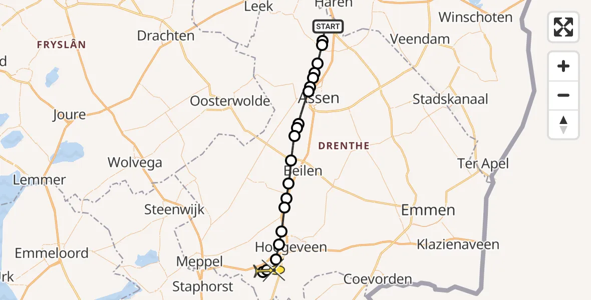 Routekaart van de vlucht: Lifeliner 4 naar Zuidwolde, Moespot