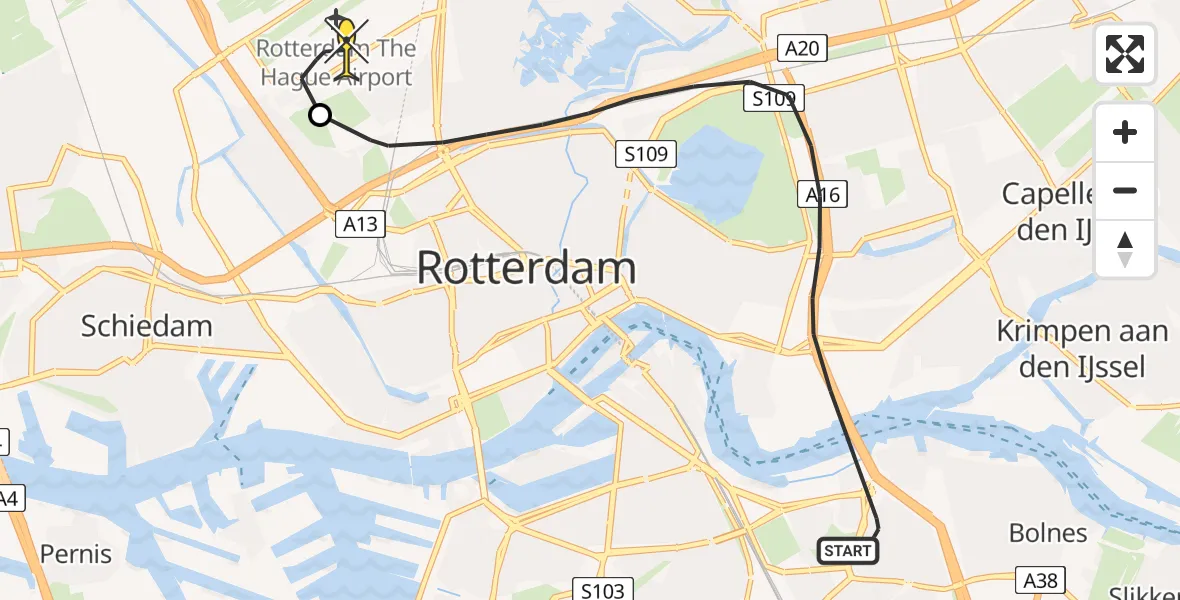 Routekaart van de vlucht: Lifeliner 2 naar Rotterdam The Hague Airport, Toepad