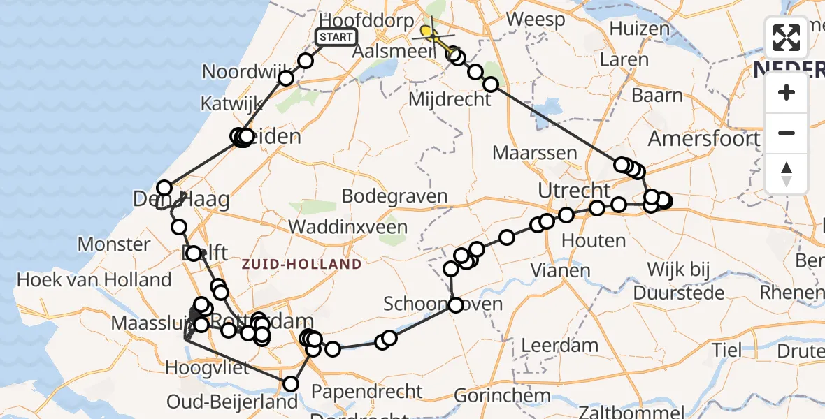 Routekaart van de vlucht: Politieheli naar Amstelveen, Middelweg