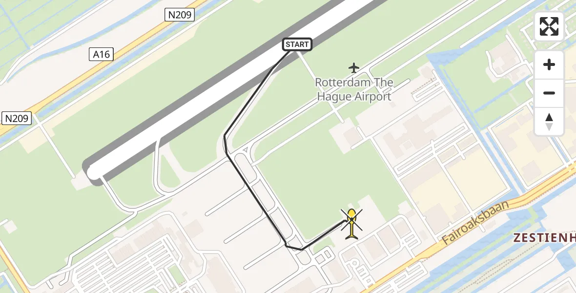 Routekaart van de vlucht: Lifeliner 1 naar Rotterdam The Hague Airport, Fornebubaan