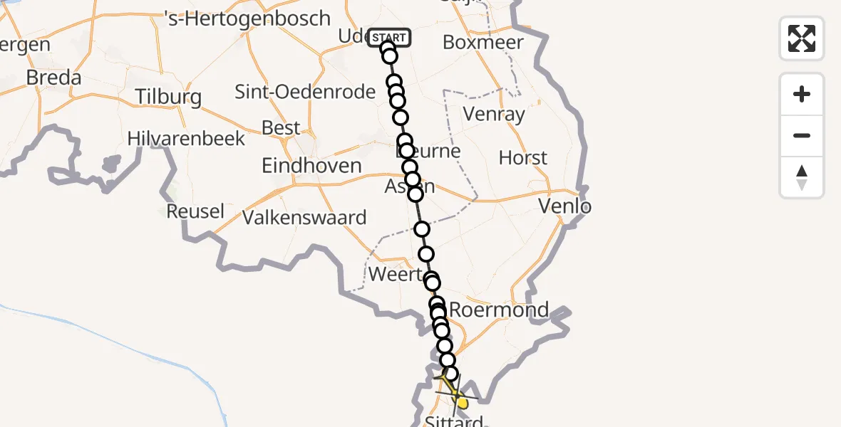 Routekaart van de vlucht: Lifeliner 3 naar Susteren, Noordkantsche Loop