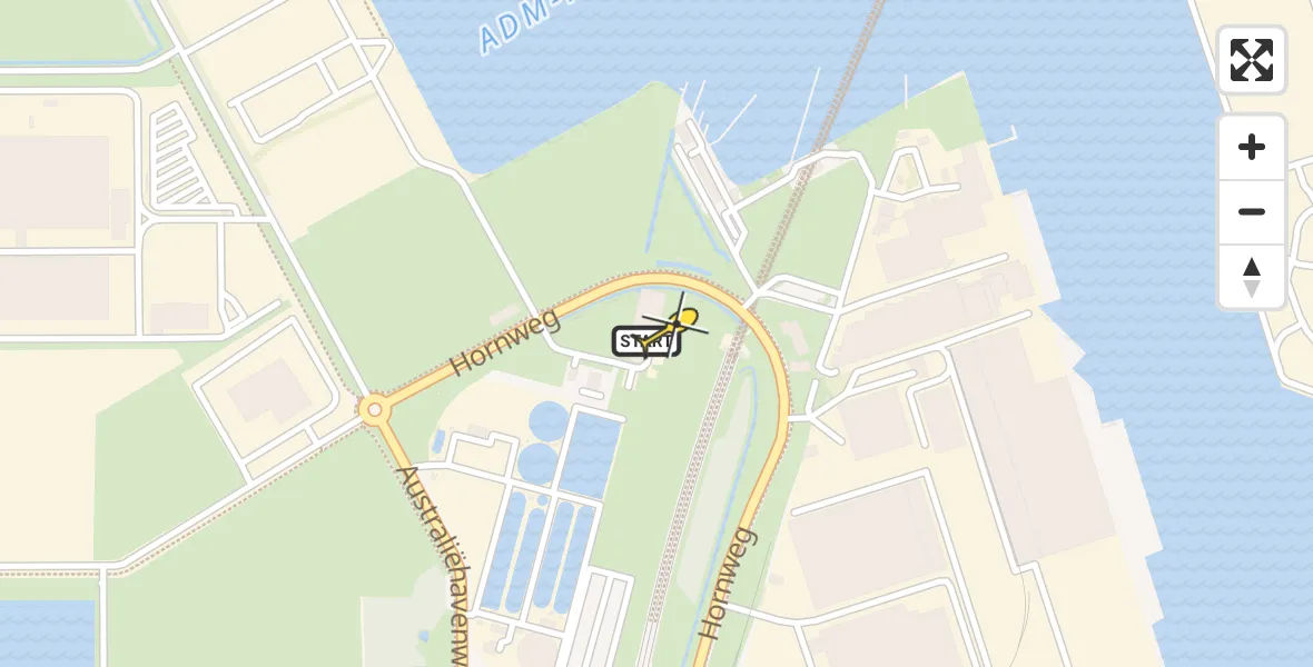 Routekaart van de vlucht: Lifeliner 1 naar Amsterdam Heliport, Hornweg