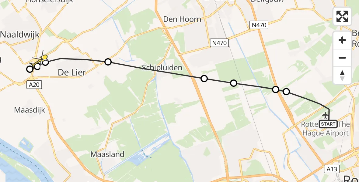 Routekaart van de vlucht: Lifeliner 2 naar Naaldwijk, Doenkadepad