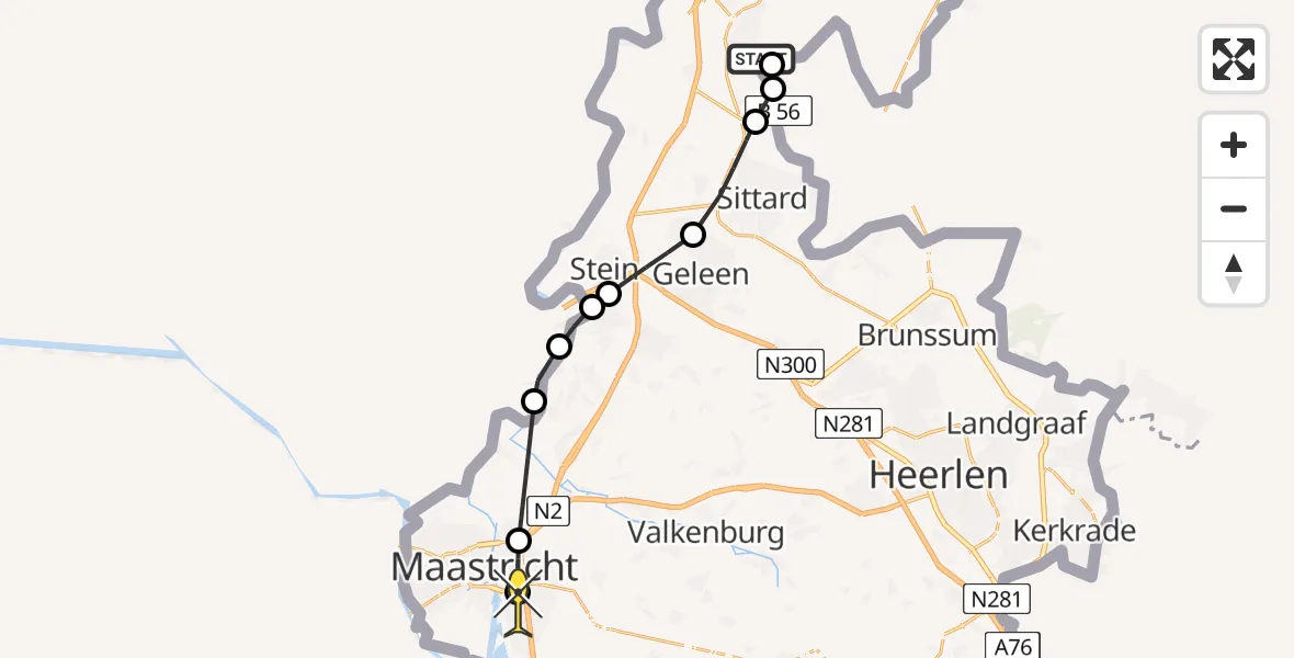 Routekaart van de vlucht: Lifeliner 3 naar Maastricht UMC+, Haverterweg