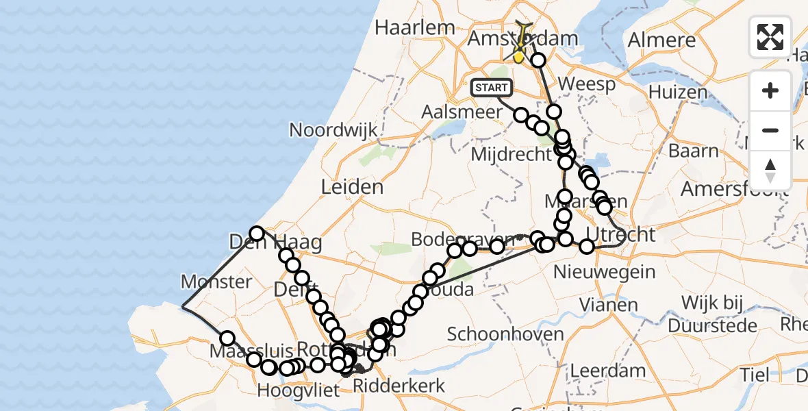Routekaart van de vlucht: Politiehelikopter naar Amsterdam, Oostelijke Kanobaan