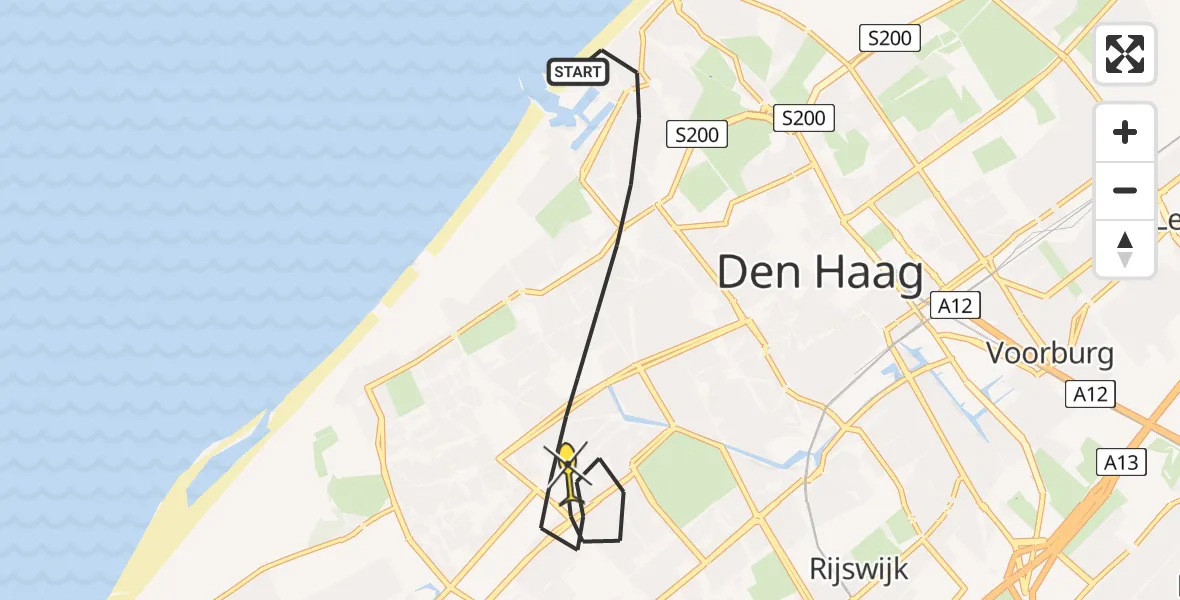 Routekaart van de vlucht: Lifeliner 2 naar Den Haag, Frankenstraat