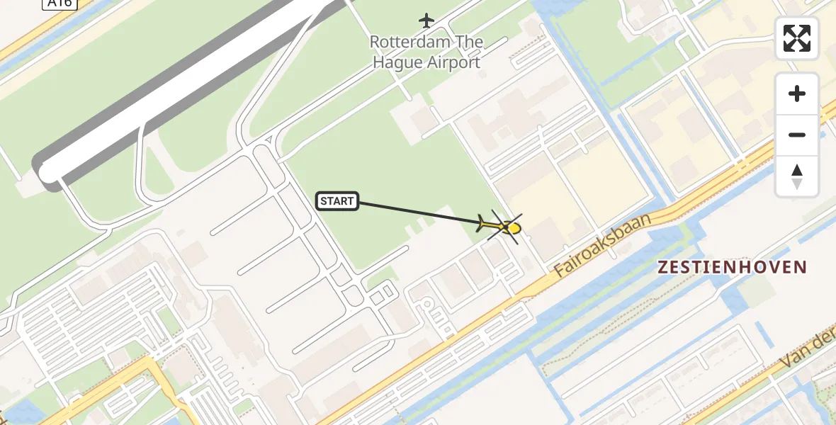 Routekaart van de vlucht: Lifeliner 2 naar Rotterdam The Hague Airport, Brandenburgbaan