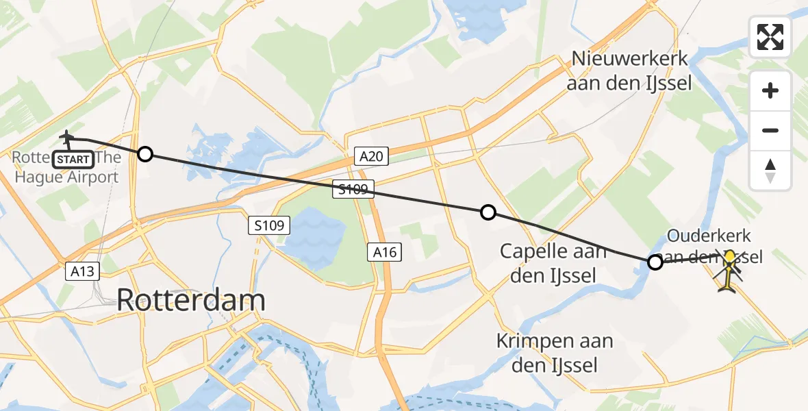 Routekaart van de vlucht: Lifeliner 2 naar Ouderkerk aan den IJssel, Woensdrechtstraat
