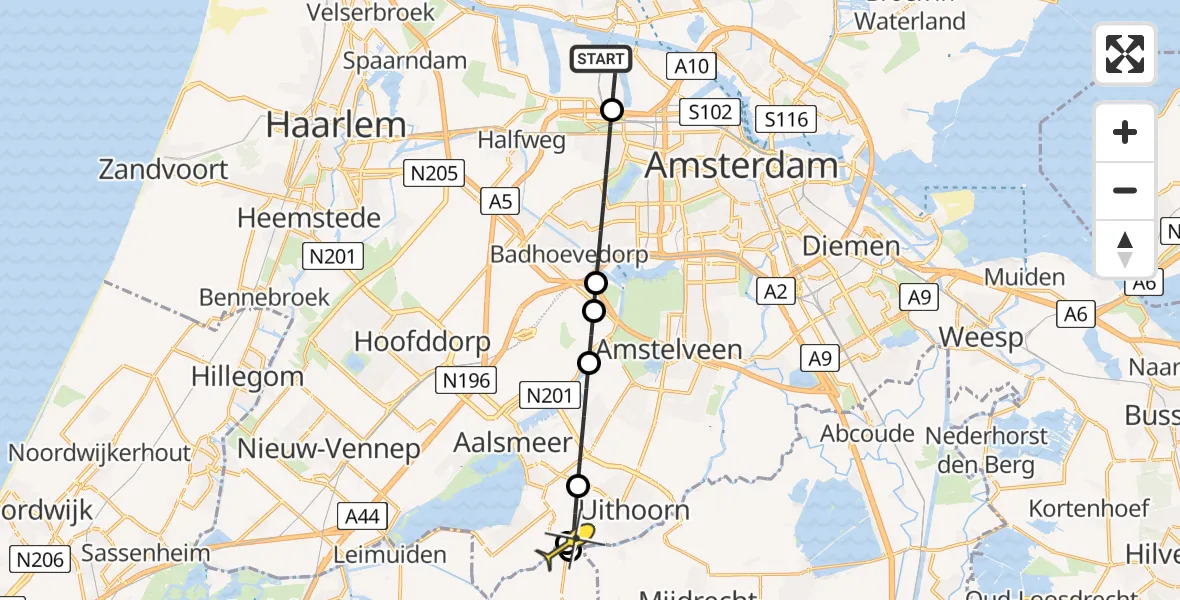 Routekaart van de vlucht: Lifeliner 1 naar Vrouwenakker, Maltaweg