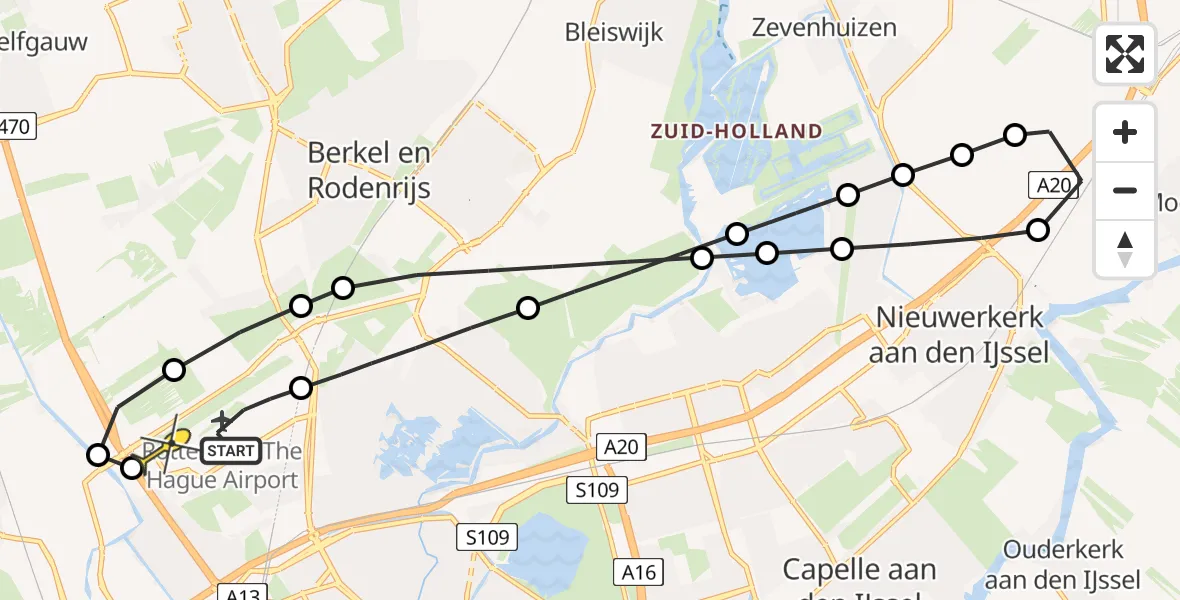 Routekaart van de vlucht: Lifeliner 2 naar Rotterdam The Hague Airport, Bovendijk