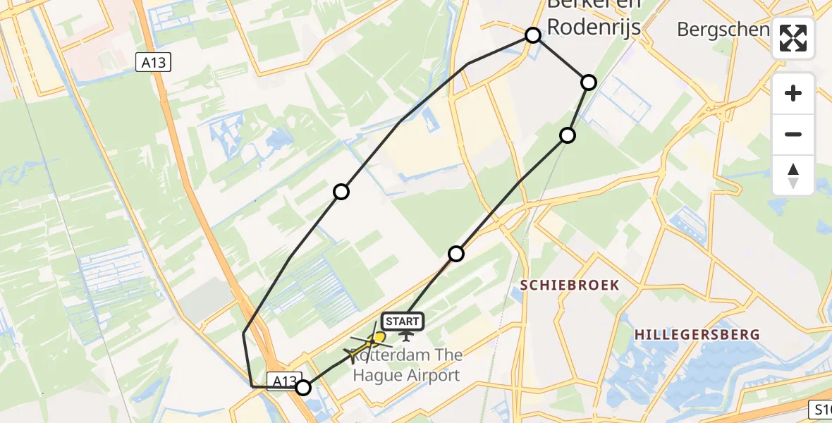 Routekaart van de vlucht: Lifeliner 2 naar Rotterdam The Hague Airport, Lies Frankenweg