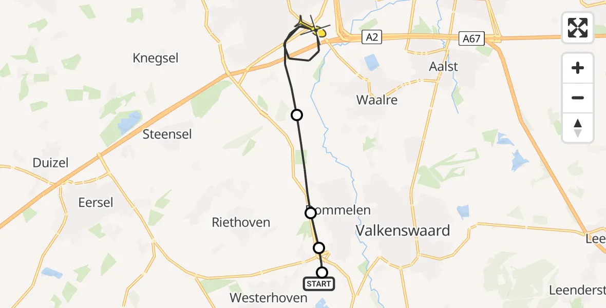 Routekaart van de vlucht: Lifeliner 3 naar Veldhoven, Keersopperdreef