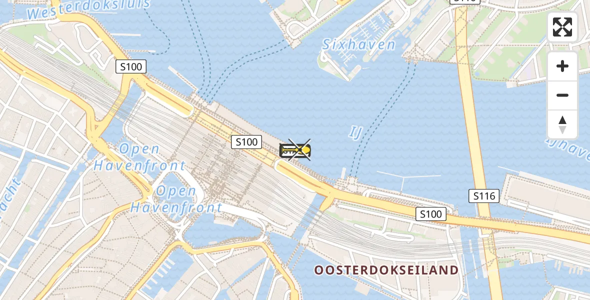 Routekaart van de vlucht: Lifeliner 1 naar Amsterdam, IJboulevard