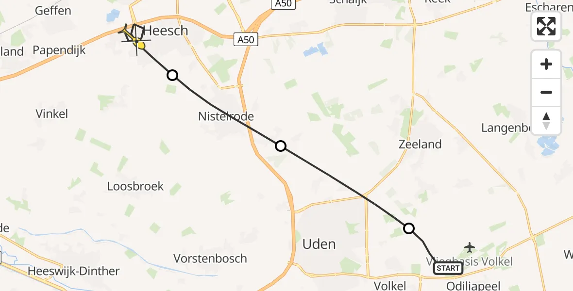 Routekaart van de vlucht: Lifeliner 3 naar Heesch, Bosschebaan