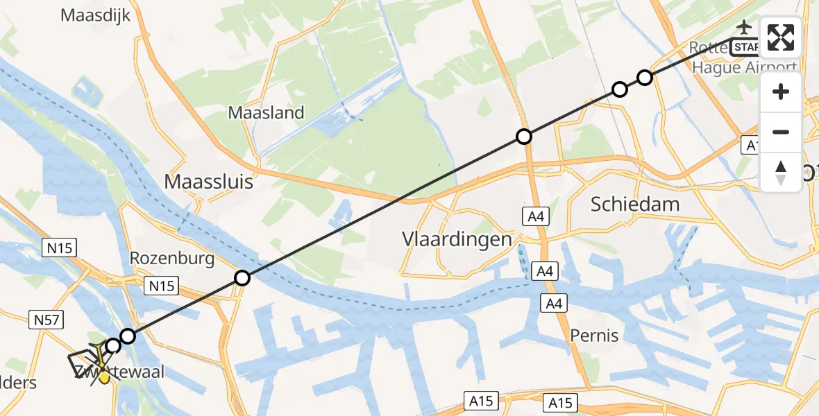 Routekaart van de vlucht: Lifeliner 2 naar Zwartewaal, Arlandabaan Platformzijde