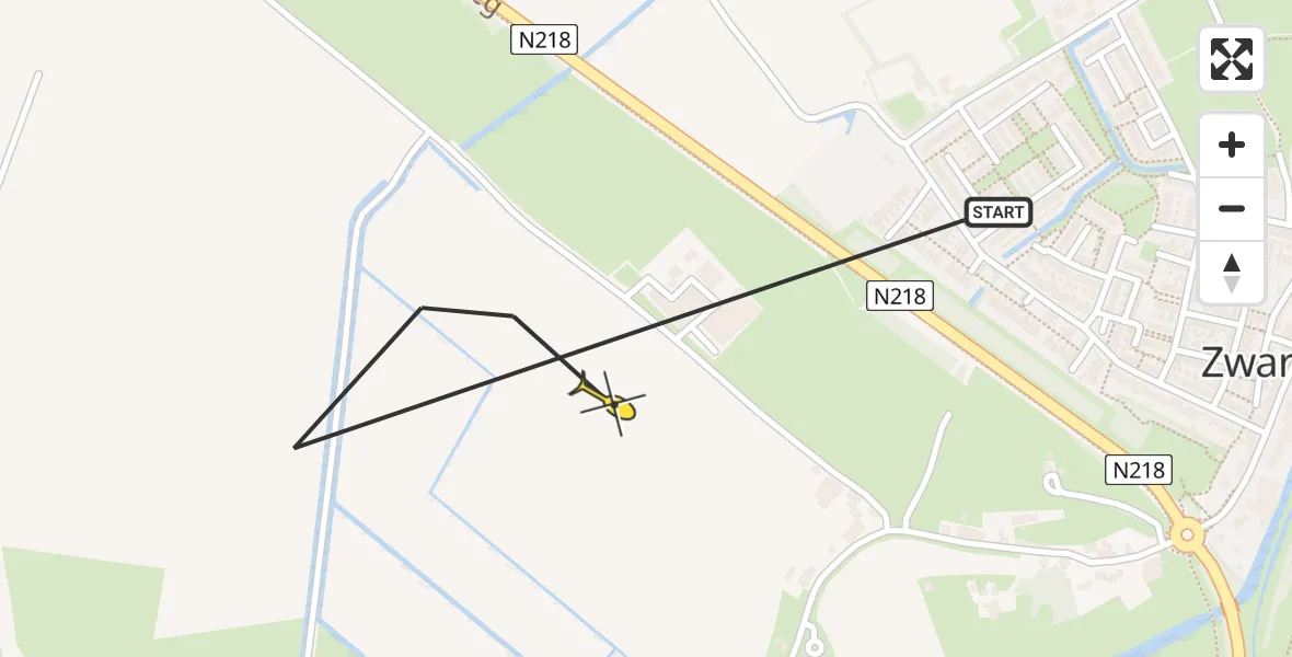 Routekaart van de vlucht: Lifeliner 2 naar Zwartewaal, Meeldijk