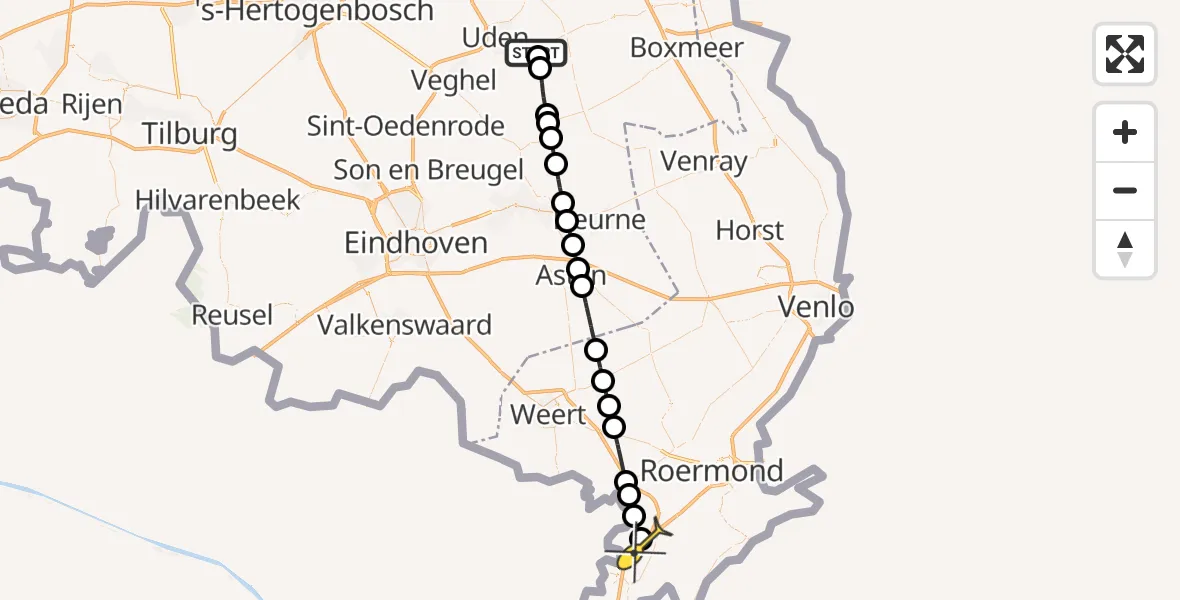 Routekaart van de vlucht: Lifeliner 3 naar Echt, Rietvenseweg