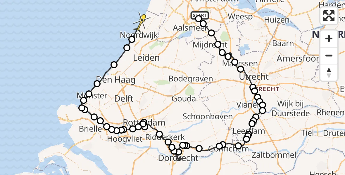 Routekaart van de vlucht: Politiehelikopter naar Noordwijk, Zanderijstraat