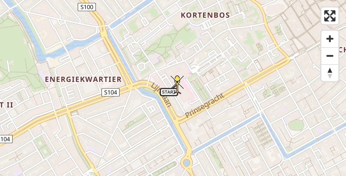 Routekaart van de vlucht: Lifeliner 2 naar Den Haag, Blekerslaan