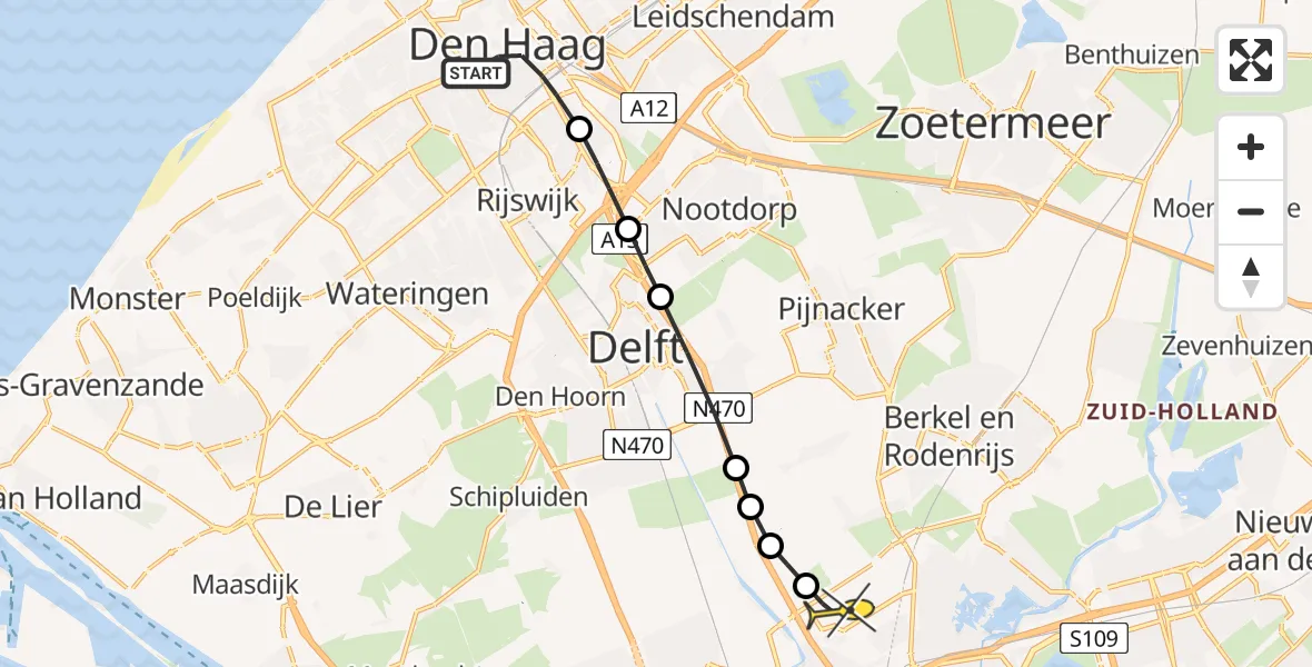 Routekaart van de vlucht: Lifeliner 2 naar Rotterdam The Hague Airport, Spuiplein