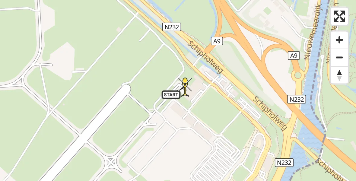 Routekaart van de vlucht: Politieheli naar Schiphol, Walaardt Sacréstraat