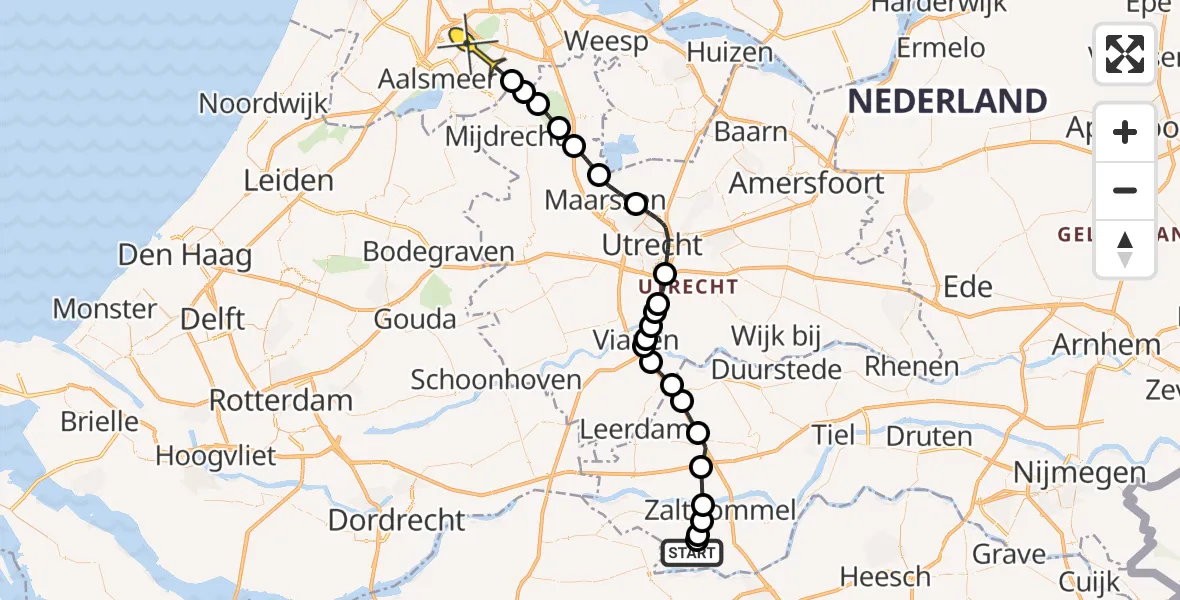 Routekaart van de vlucht: Politiehelikopter naar Aalsmeer, Delwijnsestraat