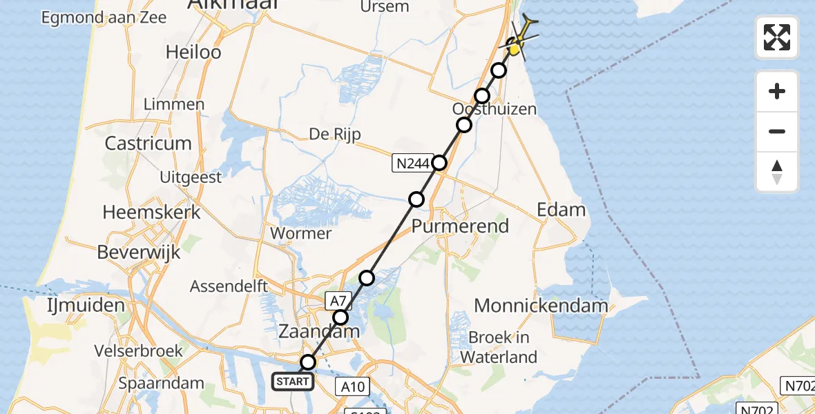 Routekaart van de vlucht: Lifeliner 1 naar Schardam, Symon Spiersweg