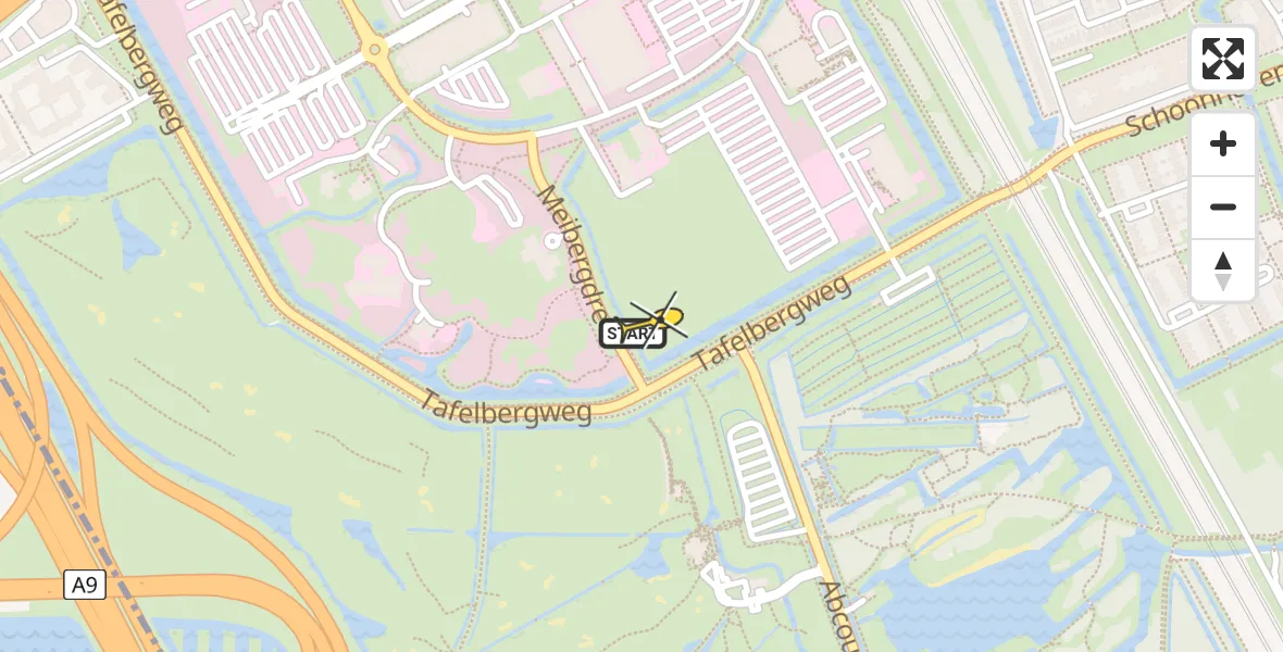 Routekaart van de vlucht: Lifeliner 1 naar Academisch Medisch Centrum (AMC), Helipad