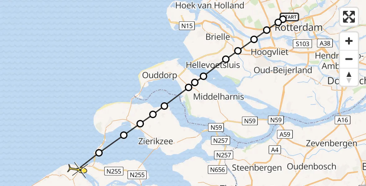 Routekaart van de vlucht: Lifeliner 2 naar Vrouwenpolder, Legakkerpad