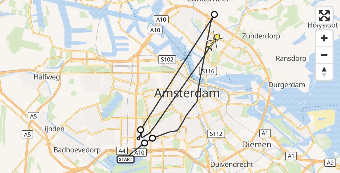 Routekaart van de vlucht: Politieheli naar Amsterdam, Piet Kranenbergpad