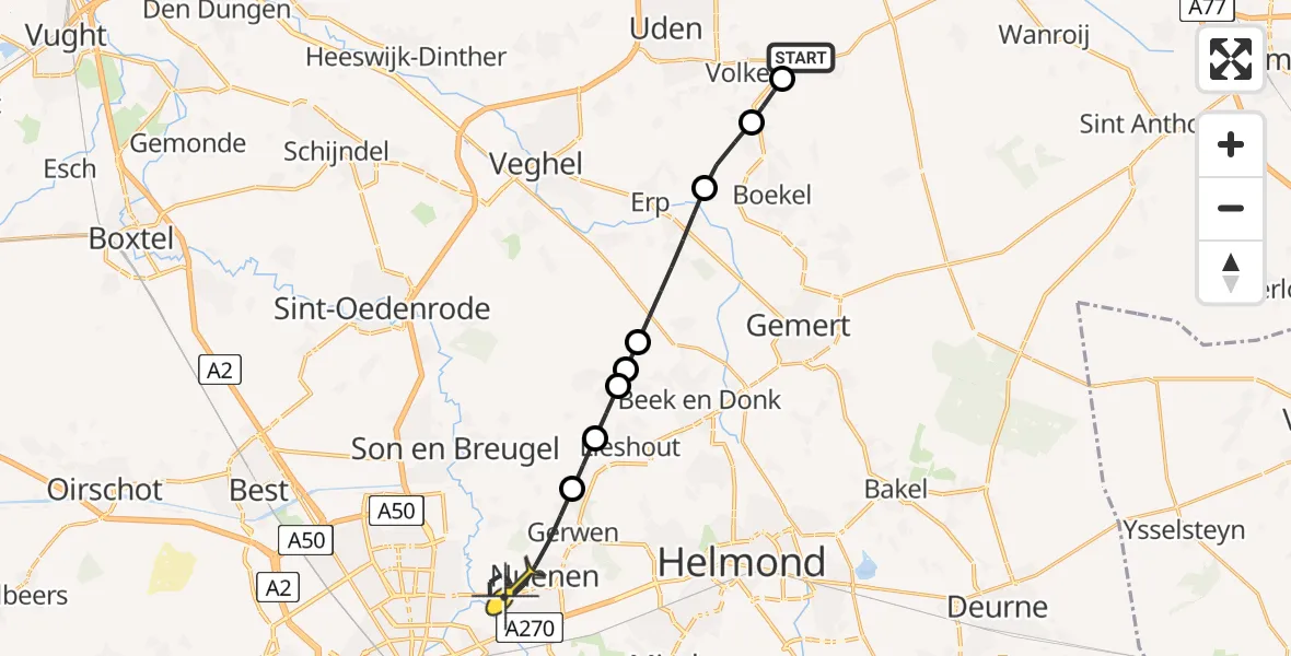 Routekaart van de vlucht: Lifeliner 3 naar Nuenen, Rechtestraat
