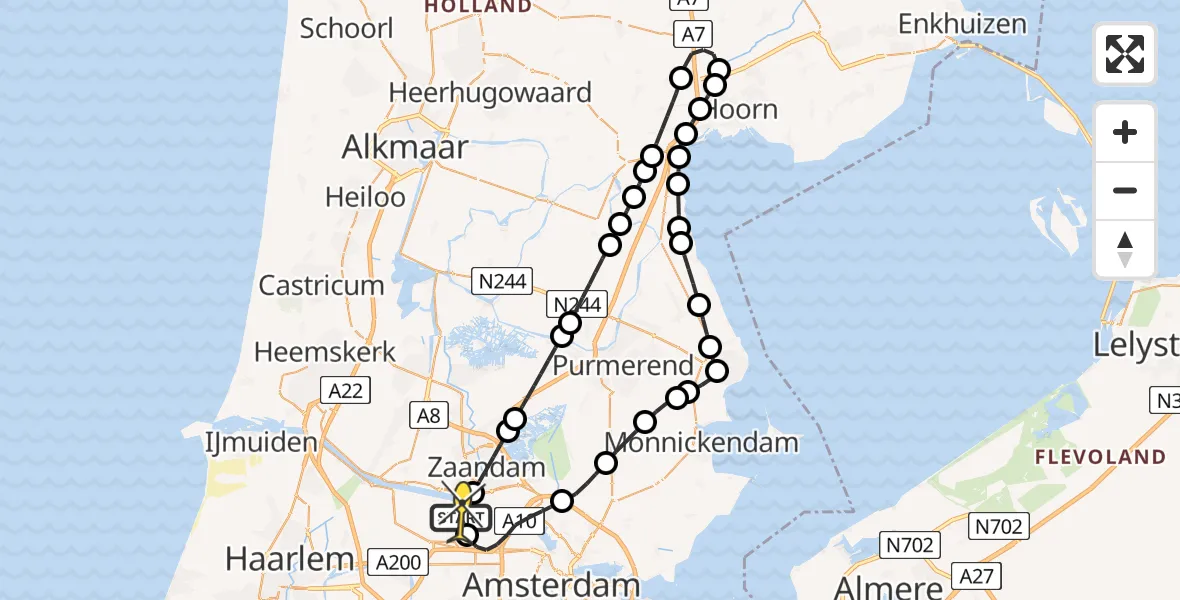 Routekaart van de vlucht: Lifeliner 1 naar Amsterdam Heliport, Hornweg