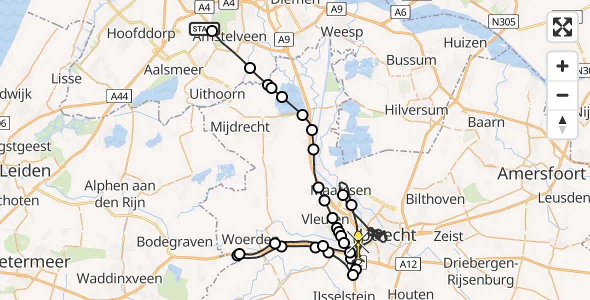 Routekaart van de vlucht: Politieheli naar Utrecht, Nieuwe Meerlaan