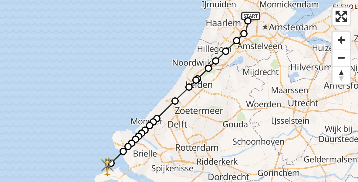 Vluchtroute Traumahelikopter Amsterdam Heliport - , 28 april 2025, 12:17