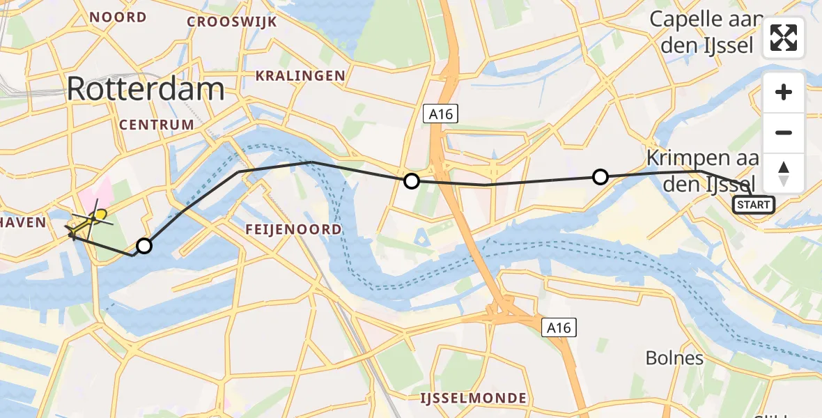 Routekaart van de vlucht: Lifeliner 2 naar Erasmus MC, Fontijnehof