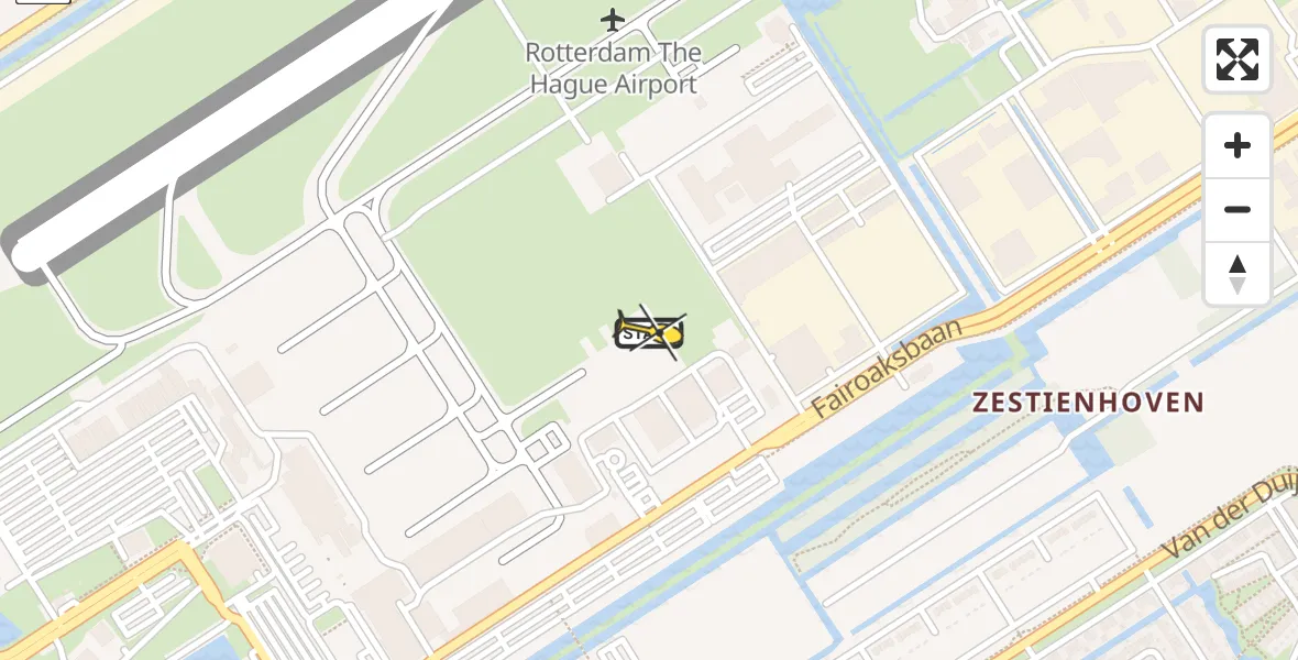 Routekaart van de vlucht: Lifeliner 1 naar Rotterdam The Hague Airport, Fairoaksbaan