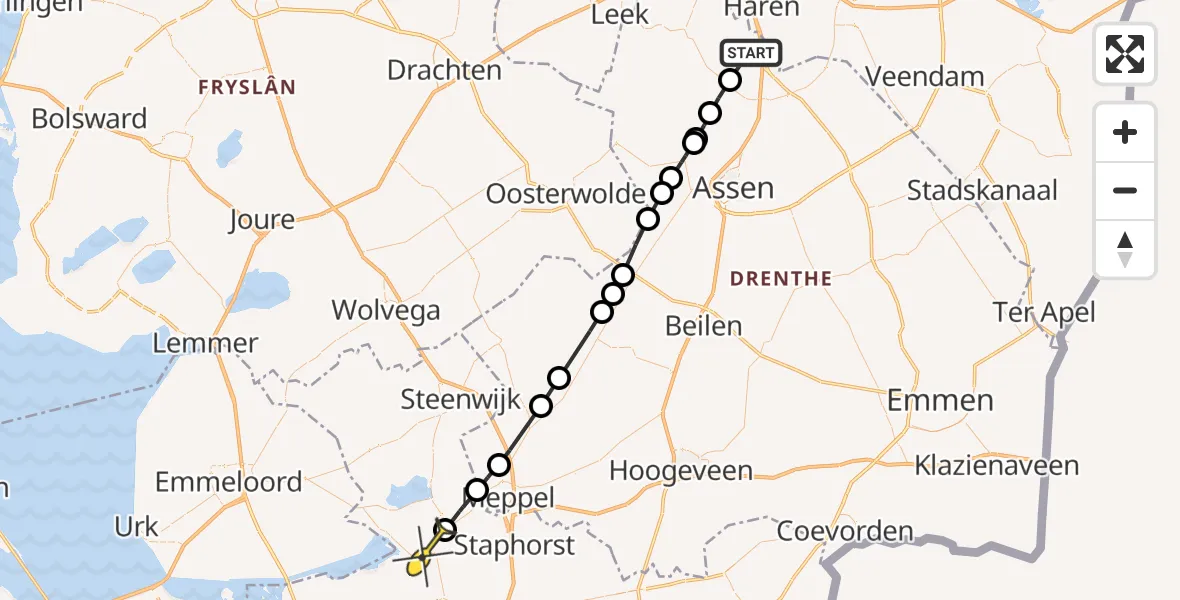 Routekaart van de vlucht: Lifeliner 4 naar Zwartsluis, Homsteeg