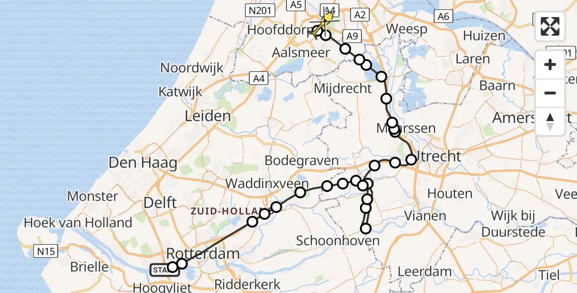 Routekaart van de vlucht: Politieheli naar Schiphol, Nieuwe Waterwegstraat
